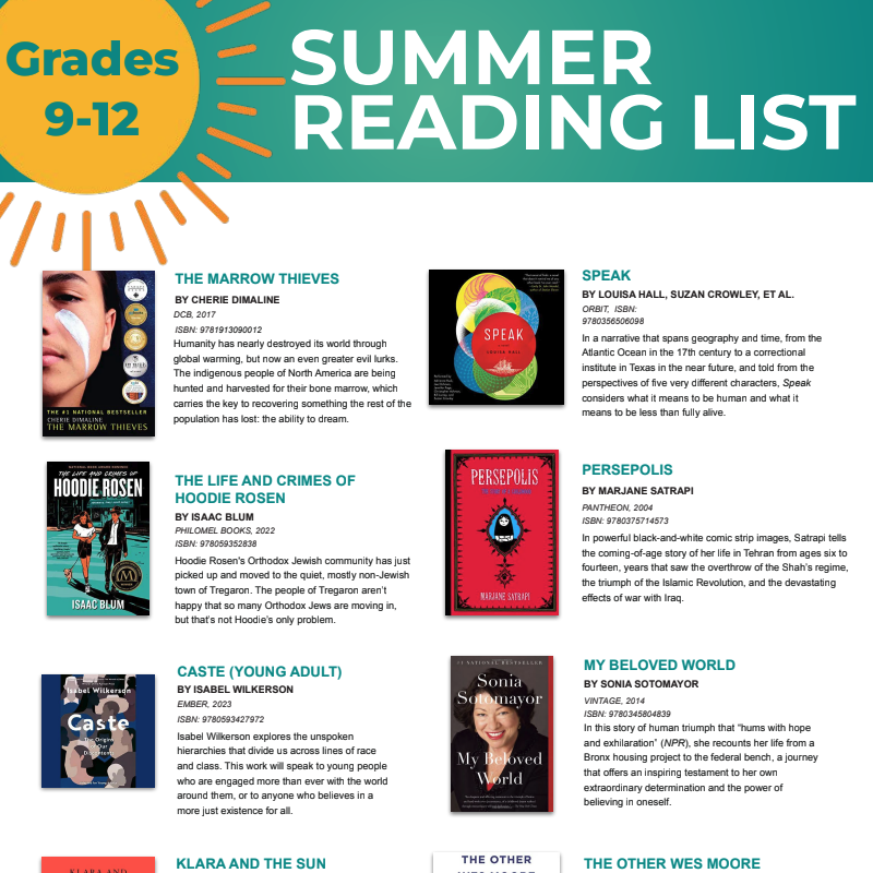 Grades 9-12 Summer Reading List